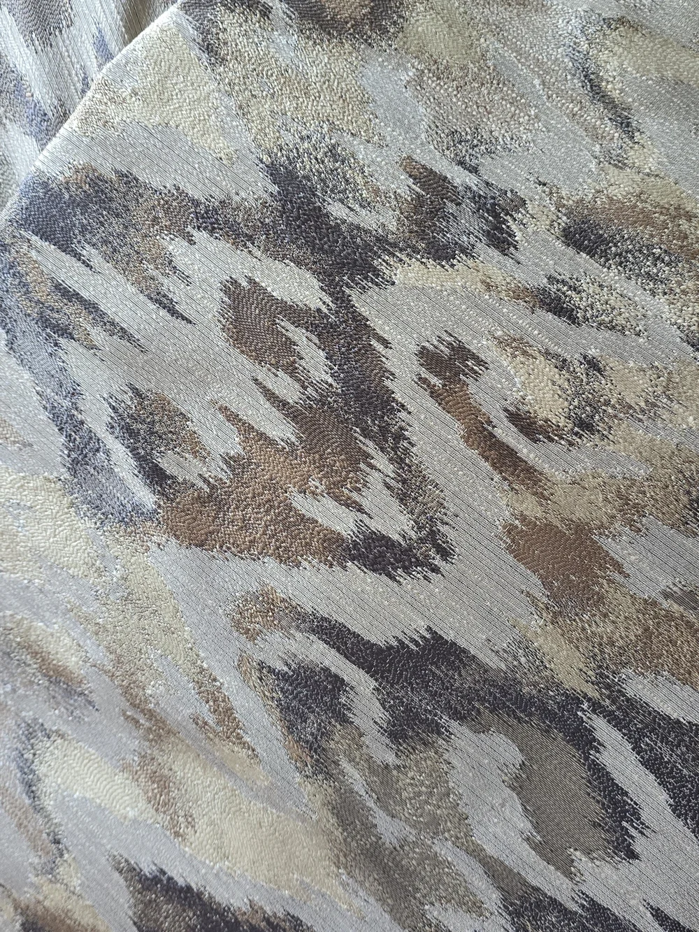 Grey, Light Brown and Beige Patterned Fabric. 3 Yrds
